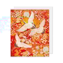 Kimono cranes greeting card