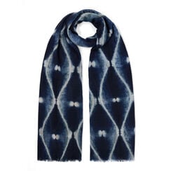 Navy waves wool scarf