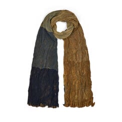 Gold and navy shibori silk scarf