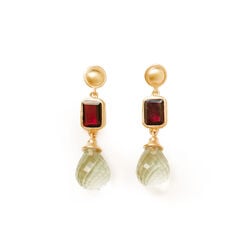 Garnet and green amethyst stud earrings by Carousel Jewels