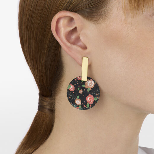 Flowers black brass earrings by Sibilia