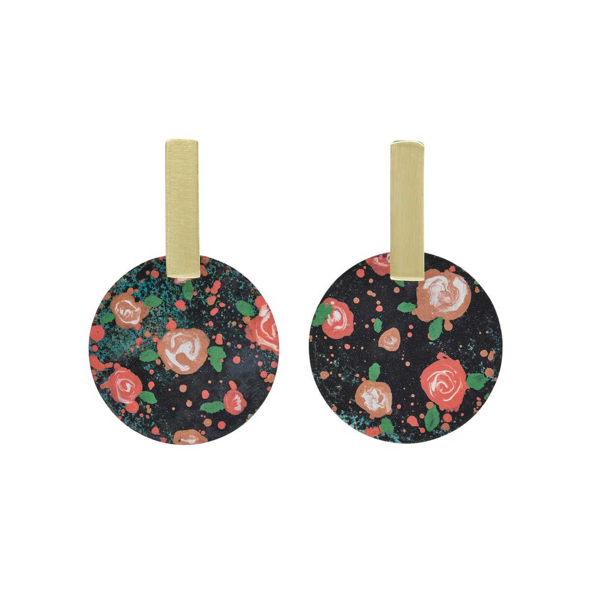 Flowers black brass earrings by Sibilia