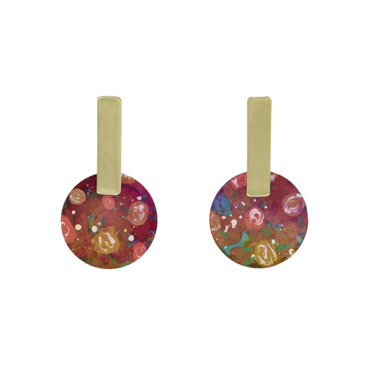 Flowers pink brass mini earrings by Sibilia