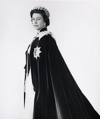 Queen Elizabeth II in the robes of Sovereign of the Order of the Garter