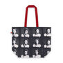 Large tote bag with broad handles, a contrasting red interior and an internal pocket, all in durable heavyweight cotton. Featuring the many faces of the mercurial Ziggy Stardust, a photo taken by Japanese photographer Masayoshi Sukita