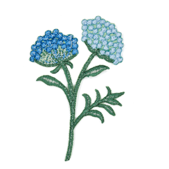 Blue flower embroidered patch